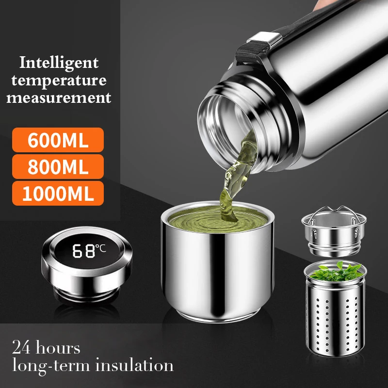 Thermal Water Bottle Stainless Steel Vacuum Flask Tumblers Smart Outdoor Insulated Water Bottle 1000ML Portable Thermos Bottle
Thermal Water Bottle Stainless Steel Vacuum Flask Tumblers Smart Outdoor Insulated Water Bottle 1000ML Portable Thermos Bottle