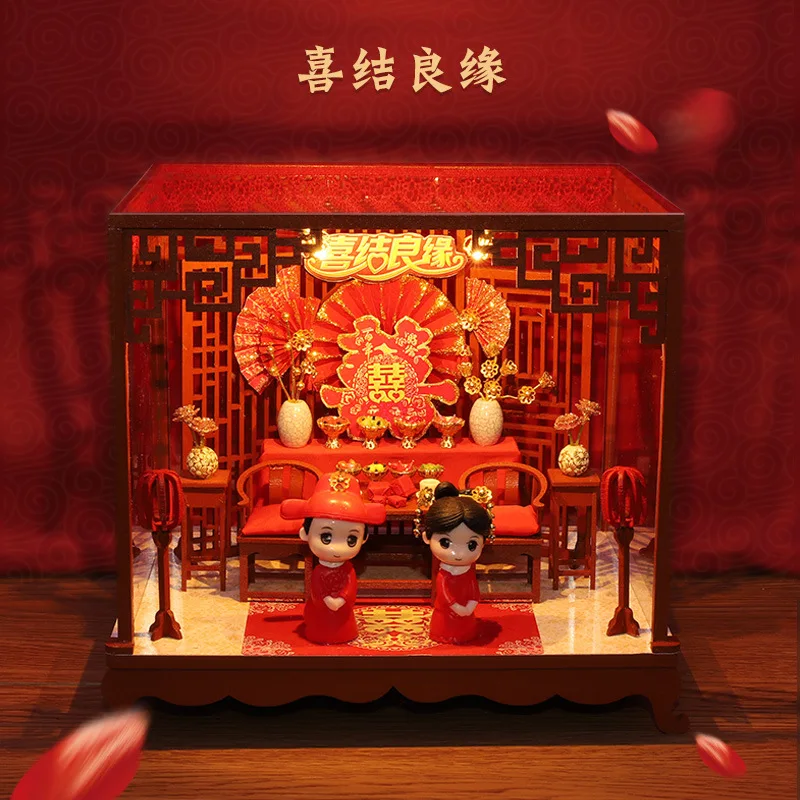 Chinese Style Casa Penthouse Handmade Wedding Doll Houses Get Married Building Kits with Furniture Bedroom Girls Wedding Gift
Chinese Style Casa Penthouse Handmade Wedding Doll Houses Get Married Building Kits with Furniture Bedroom Girls Wedding Gift