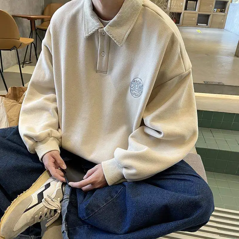 Men's Hoodless Long Sleeve Sweatshirt Spring Autumn Loose Fit Turn-down Collar Casual Wear Street Style High Demand
Men's Hoodless Long Sleeve Sweatshirt Spring Autumn Loose Fit Turn-down Collar Casual Wear Street Style High Demand