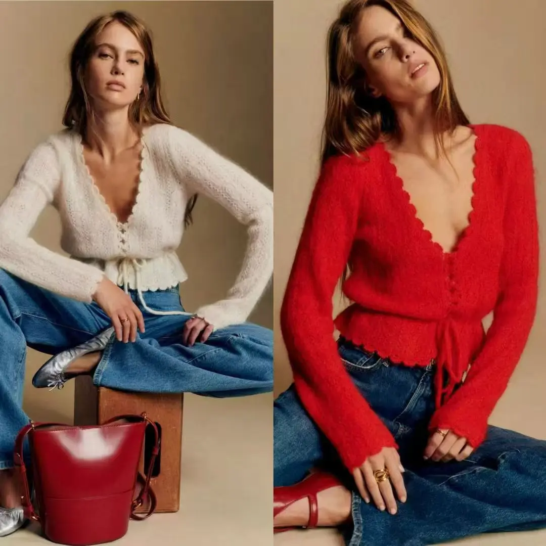 Французский Sle ручной вязки Camere Blend открытый кардиган с глубоким V-образным вырезом на талии трикотаж с завязками мягкий свитер с жемчугом
Французский Sle ручной вязки Camere Blend открытый кардиган с глубоким V-образным вырезом на талии трикотаж с завязками мягкий свитер с жемчугом