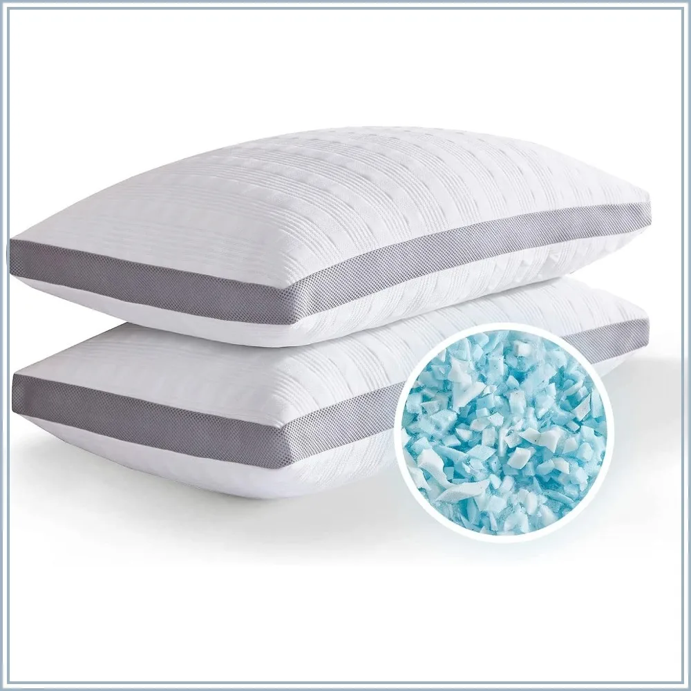 Cooling Pillows Standard Size Set of 2, Shredded Memory Foam Bed Pillows for Sleeping, Adjustable with Washable Cover
Cooling Pillows Standard Size Set of 2, Shredded Memory Foam Bed Pillows for Sleeping, Adjustable with Washable Cover