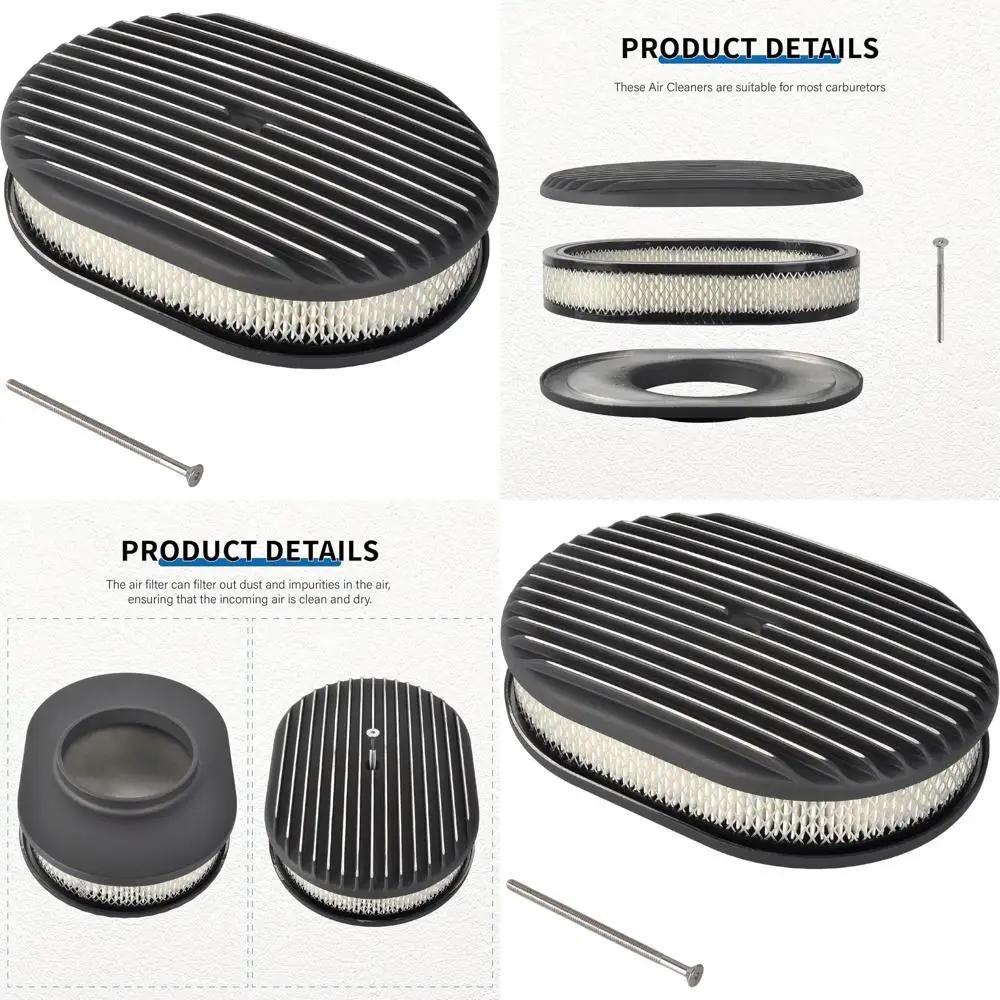 Universal 12 Polished Oval Air Cleaner Element for Carburetor Compatibility - Black
Universal 12 Polished Oval Air Cleaner Element for Carburetor Compatibility - Black