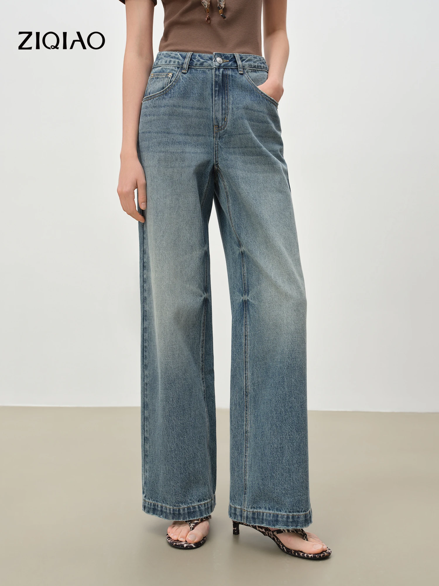 ZIQIAO Retro Waistnut Pattern Floor-Length Wide-Leg Pants for Petite Women Mid-High Waist Denim Blue New Spring 2026 Collection
ZIQIAO Retro Waistnut Pattern Floor-Length Wide-Leg Pants for Petite Women Mid-High Waist Denim Blue New Spring 2026 Collection