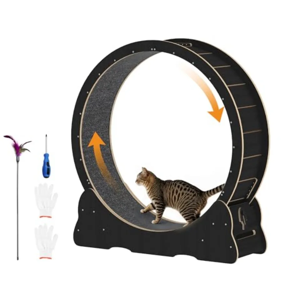Indoor Quiet Medium Cat Exercise Wheel with Detachable Carpeted Runway Lock 38.2 Black Treadmill for Pet Health and Entertainme
Indoor Quiet Medium Cat Exercise Wheel with Detachable Carpeted Runway Lock 38.2 Black Treadmill for Pet Health and Entertainme