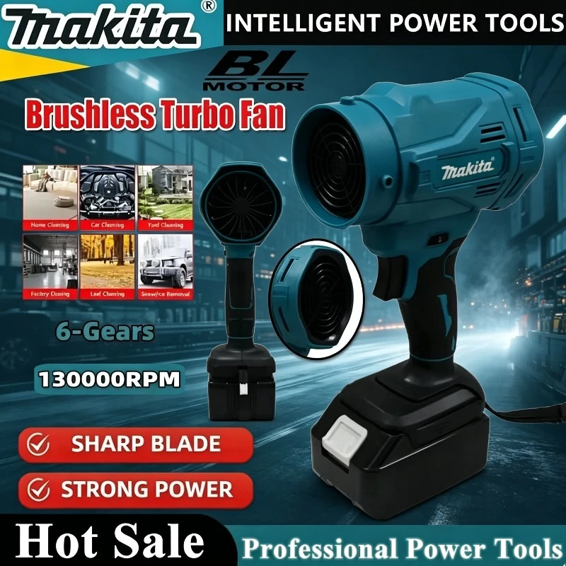 Makita Brushless Electric Air Blower High Speed Jet Turbo Fan 130000RPM Violent Fan Cordless Air Duster Tool For 18V Battery
Makita Brushless Electric Air Blower High Speed Jet Turbo Fan 130000RPM Violent Fan Cordless Air Duster Tool For 18V Battery