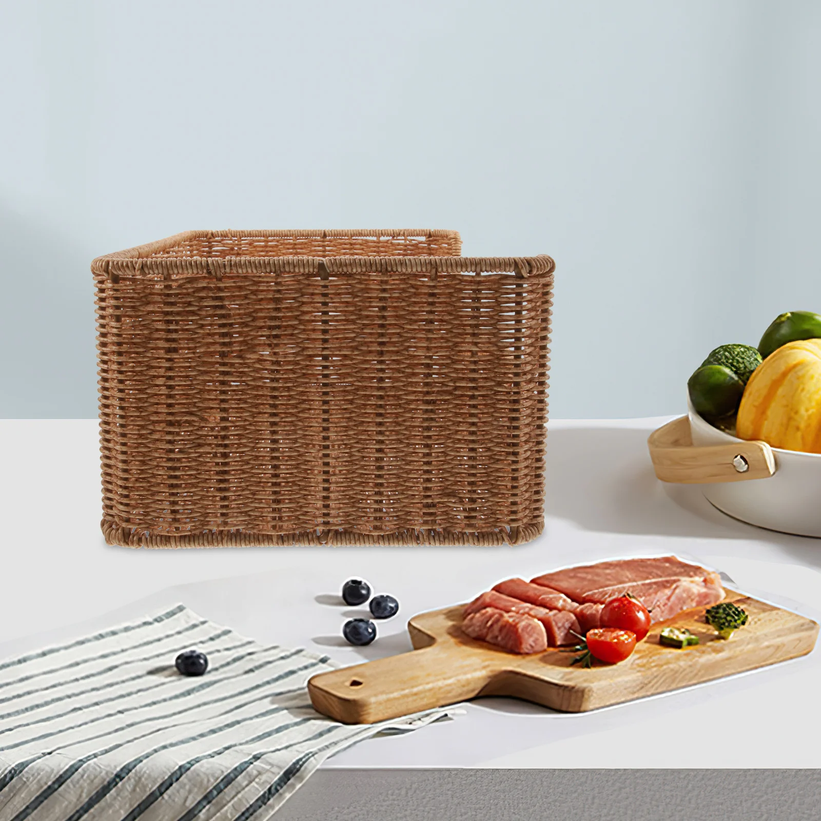 Rattan Woven Shallow Color Book Storage Basket Office Kitchen Household ganizer Imitation Rattan Basket Home Use
Rattan Woven Shallow Color Book Storage Basket Office Kitchen Household ganizer Imitation Rattan Basket Home Use