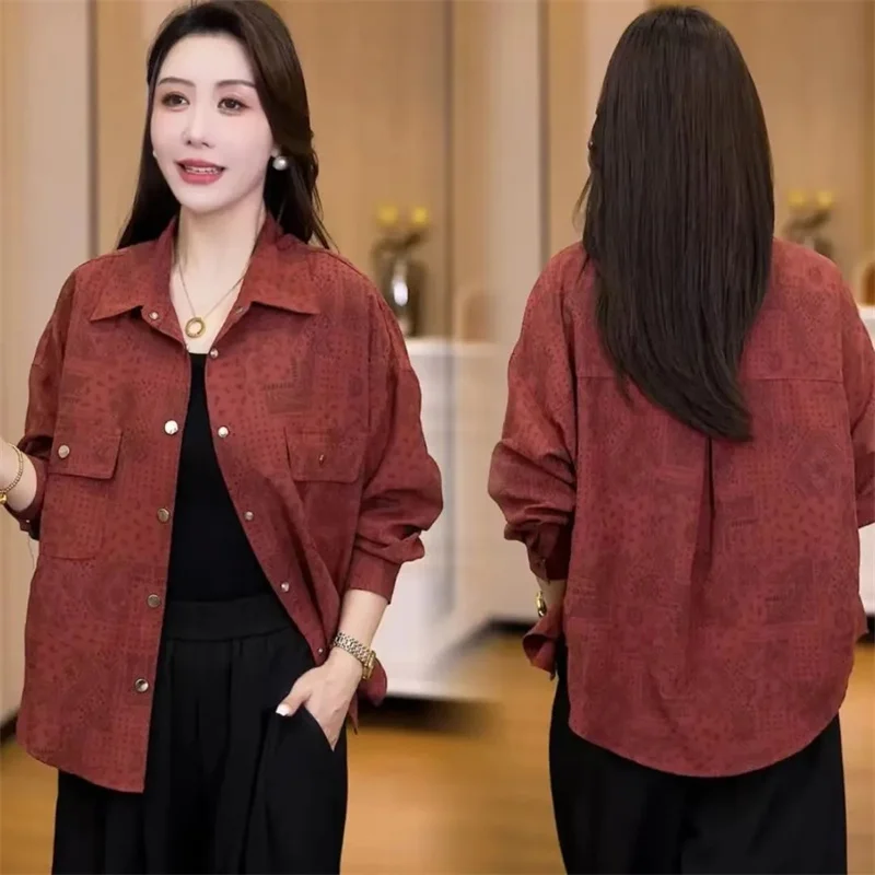 Shirt Women New Korean Fashion Spring Autumn Loose Long-Sleeved Printing Middle-aged Mother Casual Blouse thin Tops Ladies
Shirt Women New Korean Fashion Spring Autumn Loose Long-Sleeved Printing Middle-aged Mother Casual Blouse thin Tops Ladies