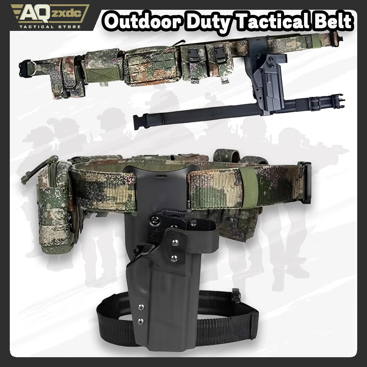 Military Camouflage Belt Set With Double Mag Bag & Folding Storage Bag & Sundries Bag & Double Grenade Bag & Quick Draw Holster
Military Camouflage Belt Set With Double Mag Bag & Folding Storage Bag & Sundries Bag & Double Grenade Bag & Quick Draw Holster