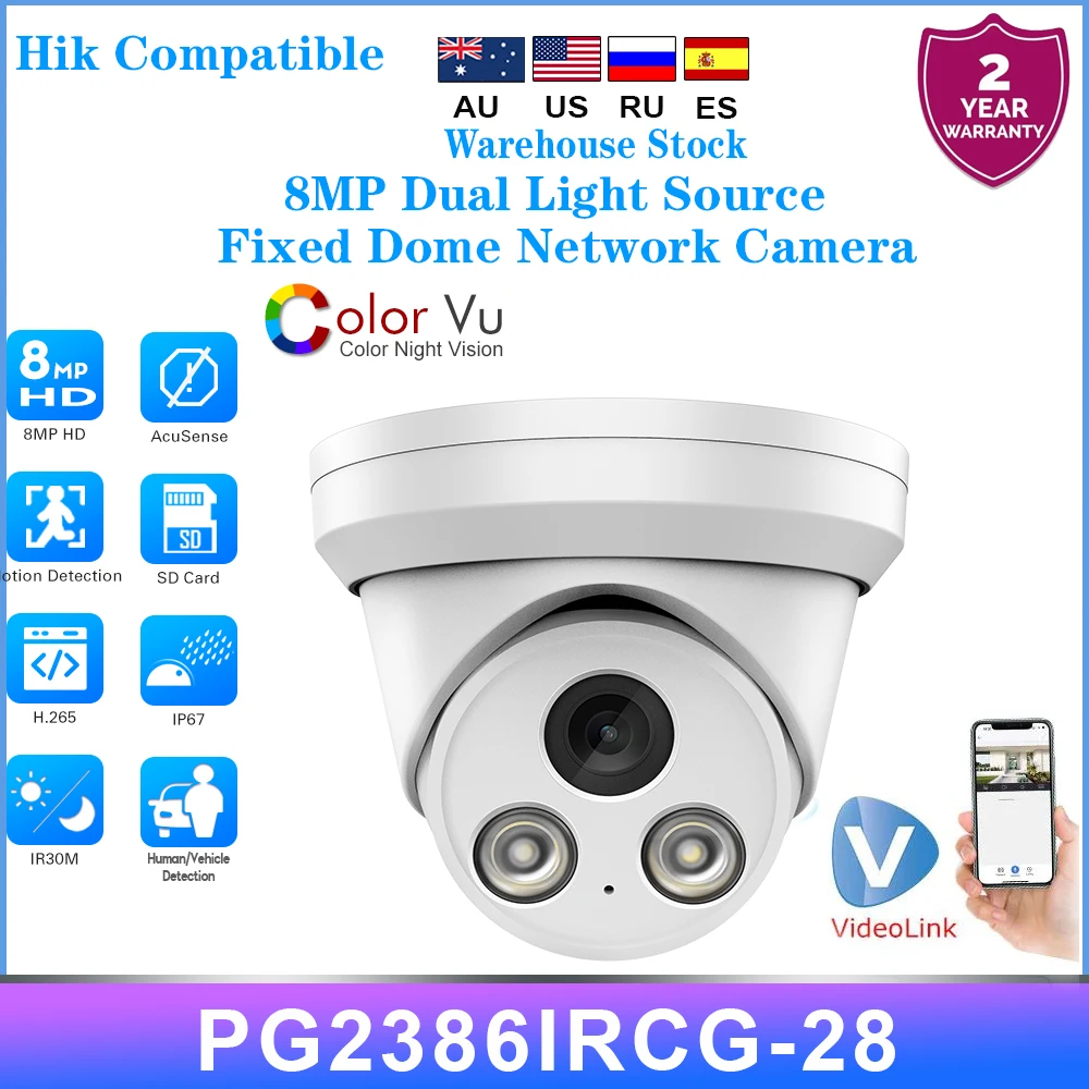 Совместимая с Hikvision 4K 8MP ColorVu Smait IP-камера с двойной подсветкой Встроенный микрофон Обнаружение транспортных средств Plug&Play с HIK NVR
Совместимая с Hikvision 4K 8MP ColorVu Smait IP-камера с двойной подсветкой Встроенный микрофон Обнаружение транспортных средств Plug&Play с HIK NVR