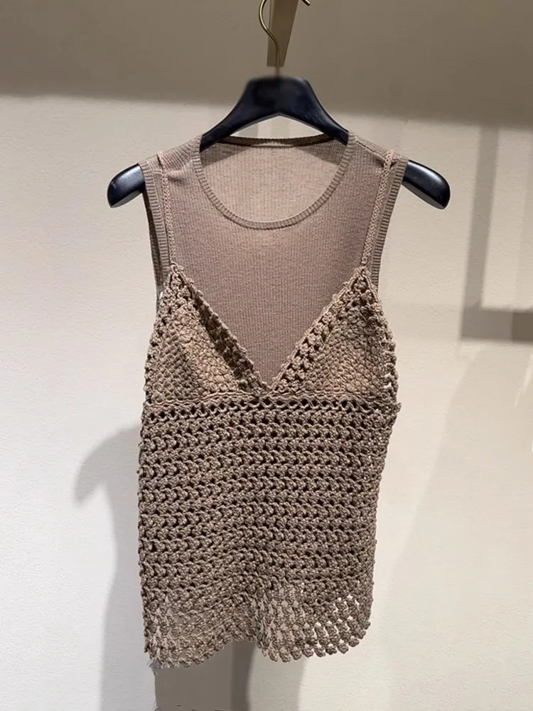 Unique Beautiful Knitted Hollow out Summer Vest Women's Fashion Design Two Piece Set round Neck Polyester Fiber Citywalk
Unique Beautiful Knitted Hollow out Summer Vest Women's Fashion Design Two Piece Set round Neck Polyester Fiber Citywalk