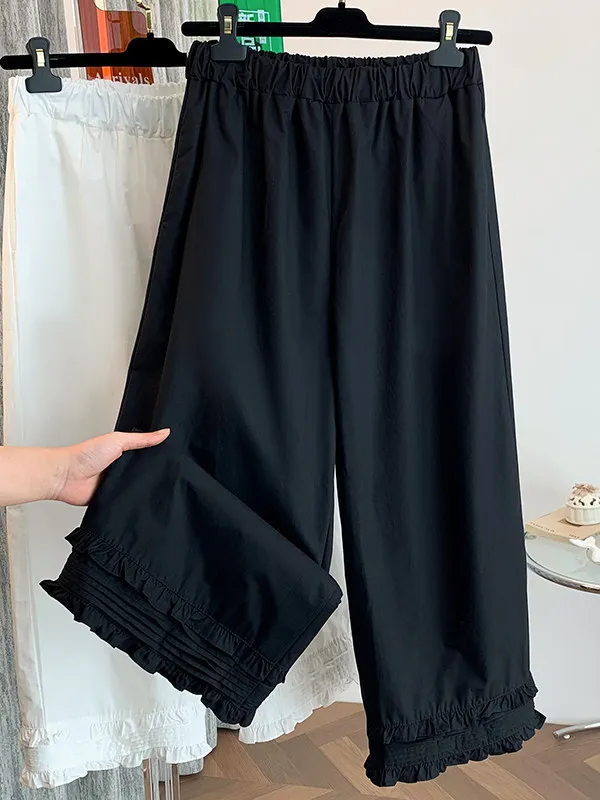 Casual High Waist Wide Leg Pants with Lace Trim Elegant Loose Straight Cut Long Trousers for plus Size Women Spring Season
Casual High Waist Wide Leg Pants with Lace Trim Elegant Loose Straight Cut Long Trousers for plus Size Women Spring Season