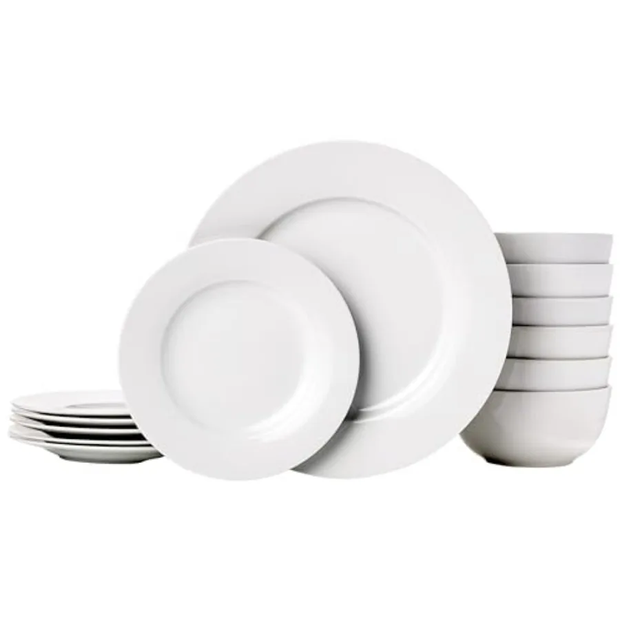 Porcelain Dinnerware Set Microwave and Dishwasher Safe Service for 6 18-Piece Plates Bowls White
Porcelain Dinnerware Set Microwave and Dishwasher Safe Service for 6 18-Piece Plates Bowls White