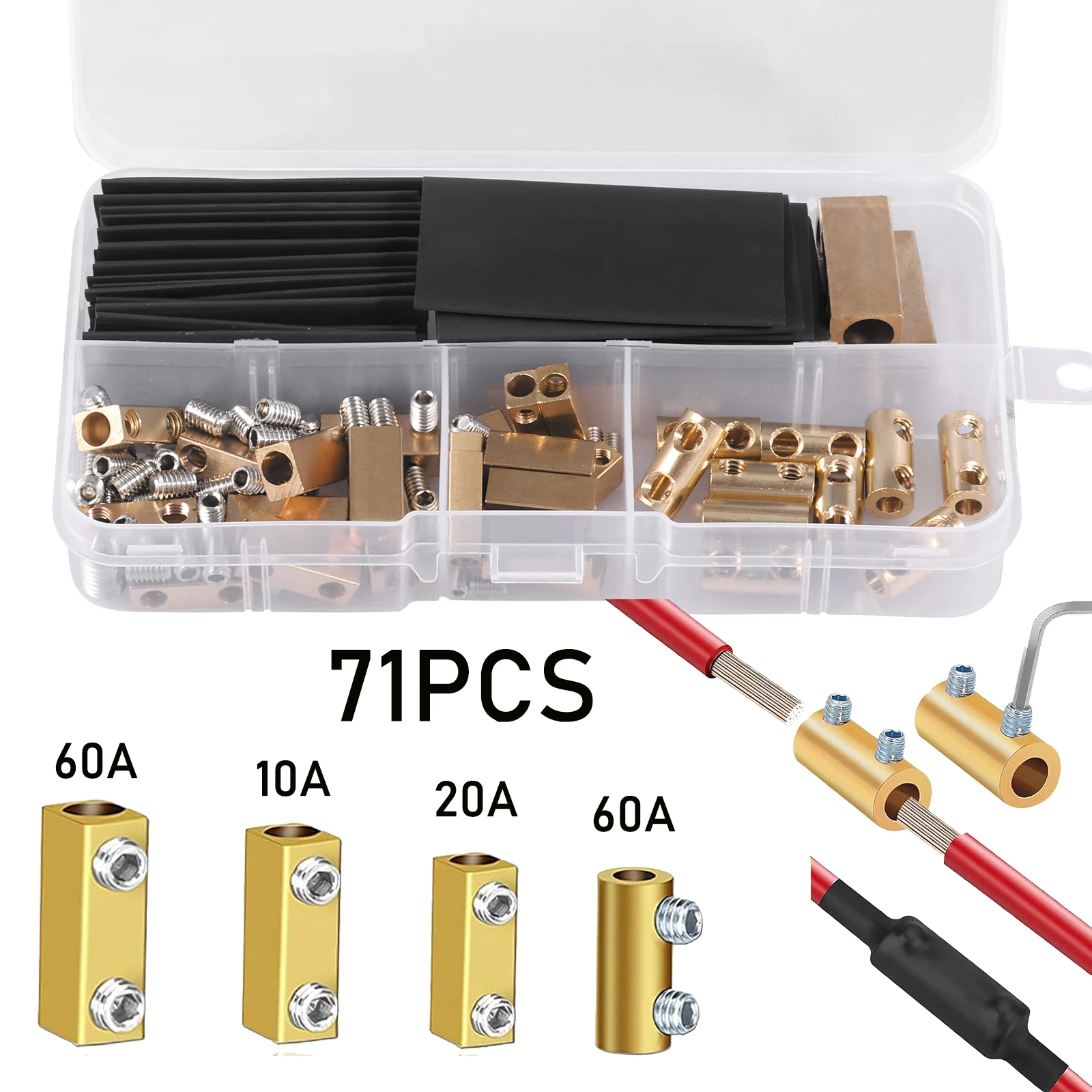 71pcs Wire Connectors Nut Kit Quick Wiring Connection Terminal 60A/20A/10A Circuit Connector Wire Connector for Power Industry
71pcs Wire Connectors Nut Kit Quick Wiring Connection Terminal 60A/20A/10A Circuit Connector Wire Connector for Power Industry