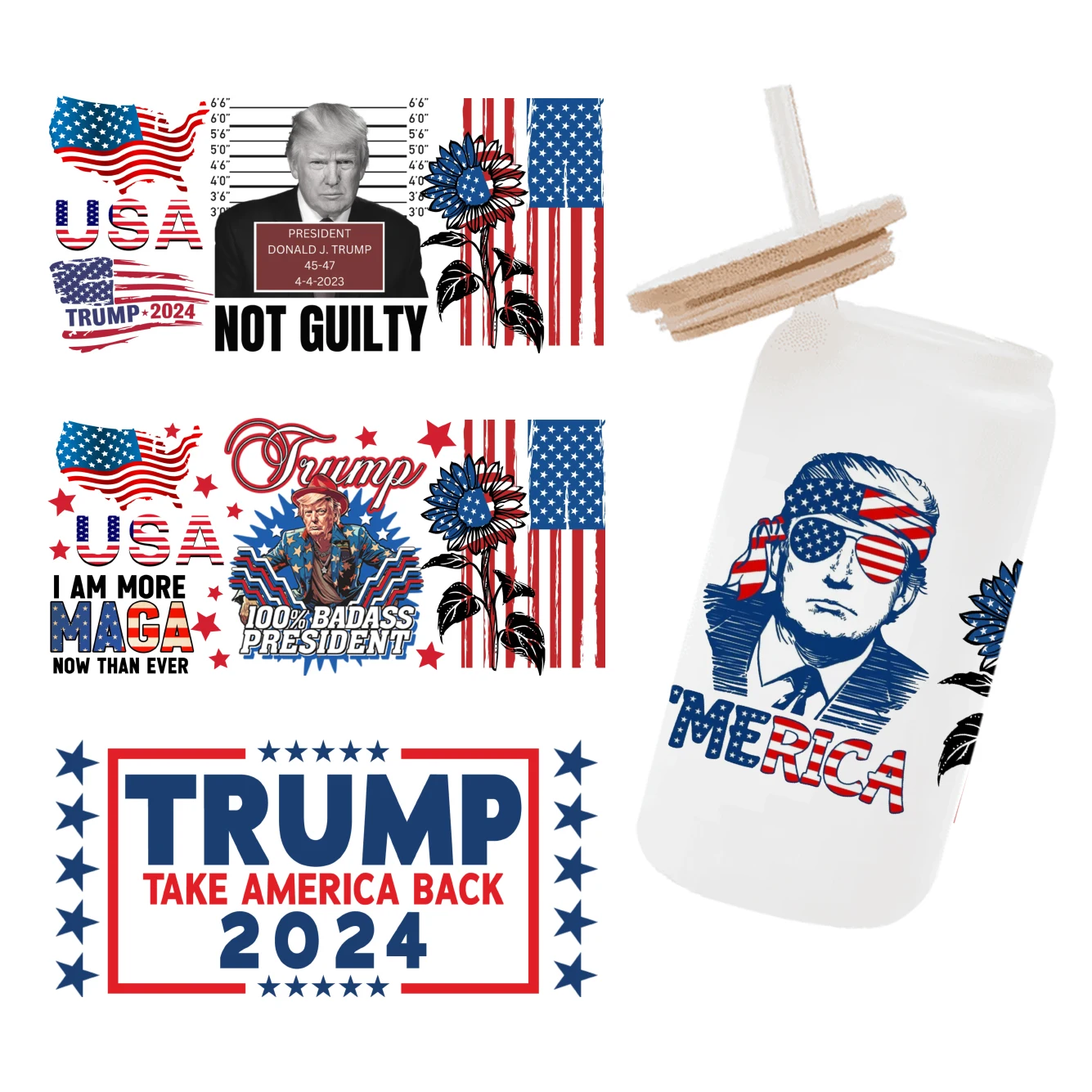America Donald Trump Design For Libbey 16oz Can Glass 3D Waterproof UV DTF Coffee Can Wrap Libbey Glass Wrap
America Donald Trump Design For Libbey 16oz Can Glass 3D Waterproof UV DTF Coffee Can Wrap Libbey Glass Wrap