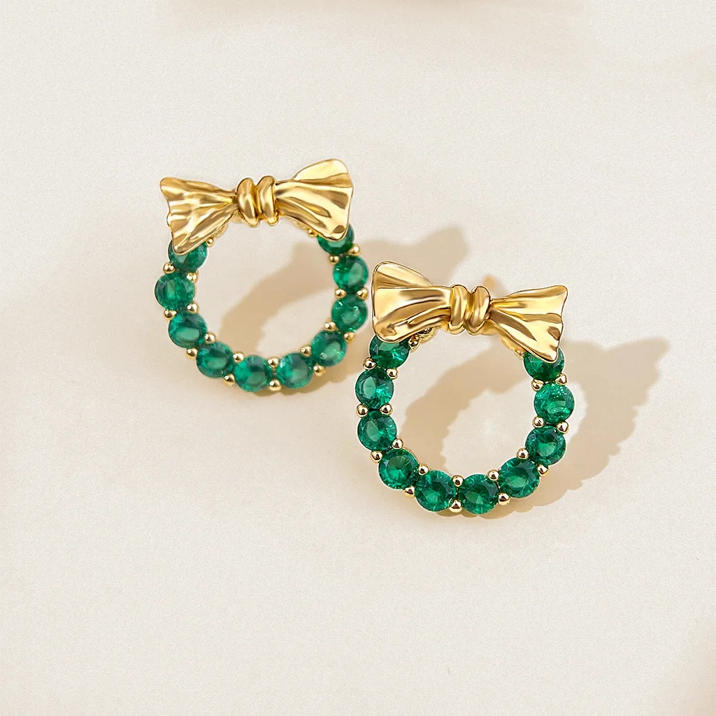 Christmas Collection Green Zircon Bowknot Wreath Ear Studs Sweet Fresh Women's Ear Pins & Clip-on
Christmas Collection Green Zircon Bowknot Wreath Ear Studs Sweet Fresh Women's Ear Pins & Clip-on