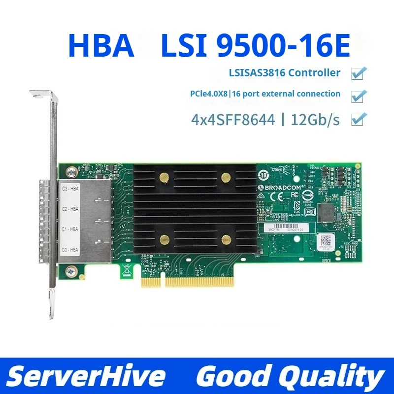 Оригинальная плата расширения Broadcom SAS 3816 9500-16E PCIE4.0 HBA 05-50075-00
Оригинальная плата расширения Broadcom SAS 3816 9500-16E PCIE4.0 HBA 05-50075-00