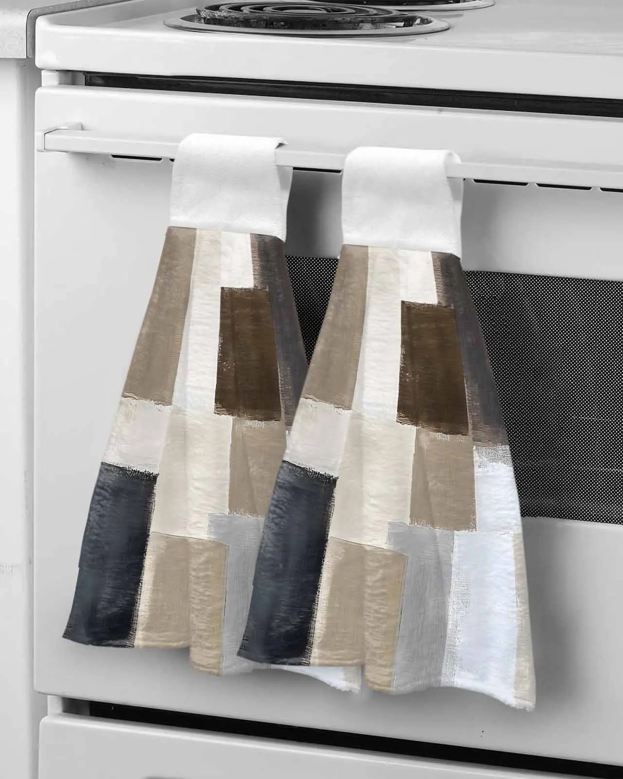 Modern Art Brown Black Square Hanging Kitchen Dish Tie Absorbent Hand Towel Dishwashing Cloth for Bathroom
Modern Art Brown Black Square Hanging Kitchen Dish Tie Absorbent Hand Towel Dishwashing Cloth for Bathroom