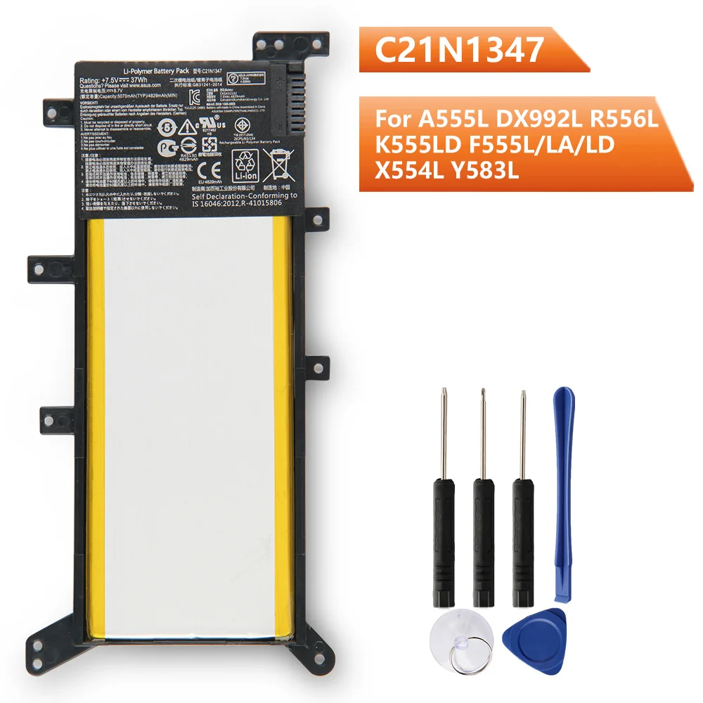 Аккумулятор C21N1347 для Asus x555, x555LA, X555LD, X555LN, A555L, Y583L, R556L, R557L, 5070 мА · ч
Аккумулятор C21N1347 для Asus x555, x555LA, X555LD, X555LN, A555L, Y583L, R556L, R557L, 5070 мА · ч