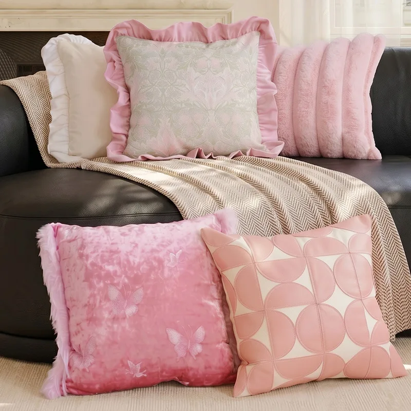 French Vintage Throw Pillow Covers Pink Green Velvet Solid Color Jacquard Cushion Cases with Ruffled Edges Aesthetic Home Decor
French Vintage Throw Pillow Covers Pink Green Velvet Solid Color Jacquard Cushion Cases with Ruffled Edges Aesthetic Home Decor