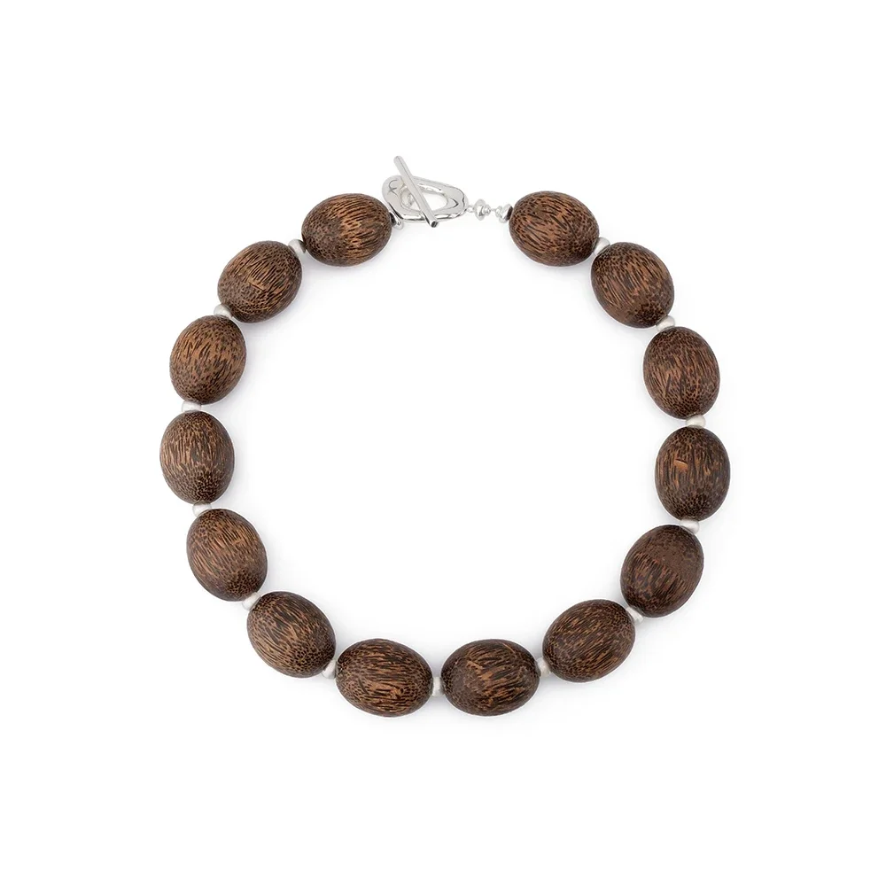 AB/925 Sterling silver handmade natural wood bead necklace for men and women unique luxury.
AB/925 Sterling silver handmade natural wood bead necklace for men and women unique luxury.