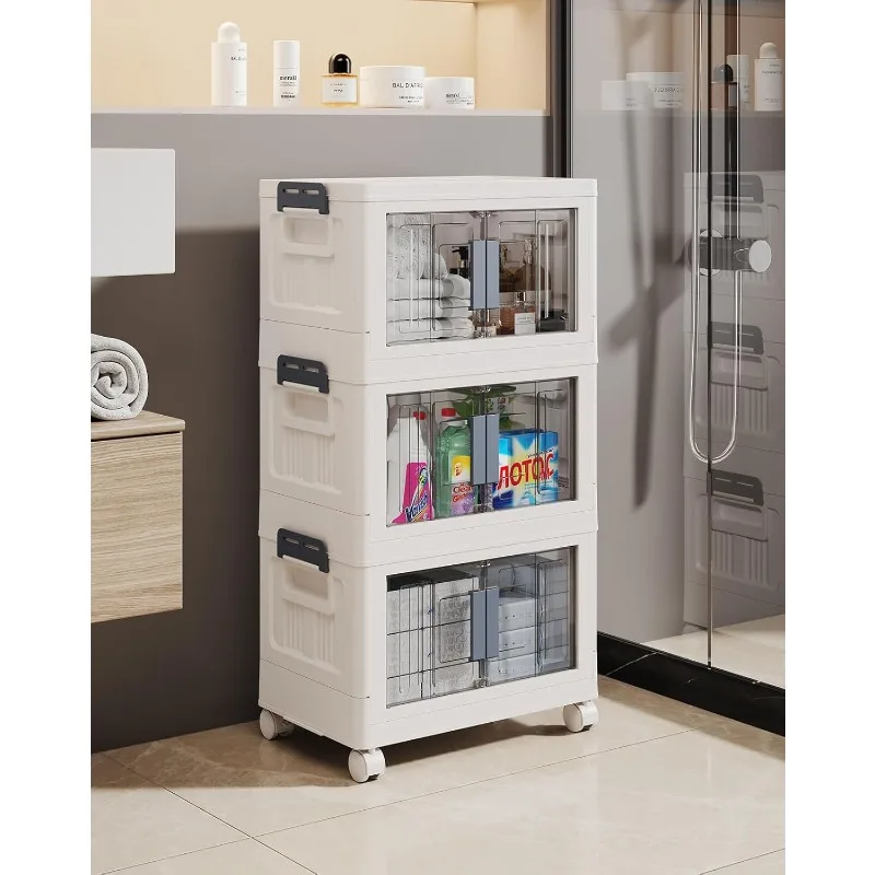 23QT Storage Boxes - Folding Storage box with Doors and Wheels, Collapsible Plastic Storage Bins for Closets, Stackable
23QT Storage Boxes - Folding Storage box with Doors and Wheels, Collapsible Plastic Storage Bins for Closets, Stackable