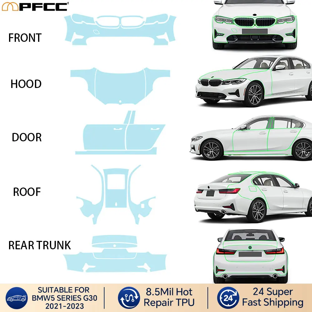 Pre cut For BMW 5 Series G30 2021-2023 TPU Paint Protection Film Car Body Sticker Anti-scratch Protective Car Accessories Repair
Pre cut For BMW 5 Series G30 2021-2023 TPU Paint Protection Film Car Body Sticker Anti-scratch Protective Car Accessories Repair