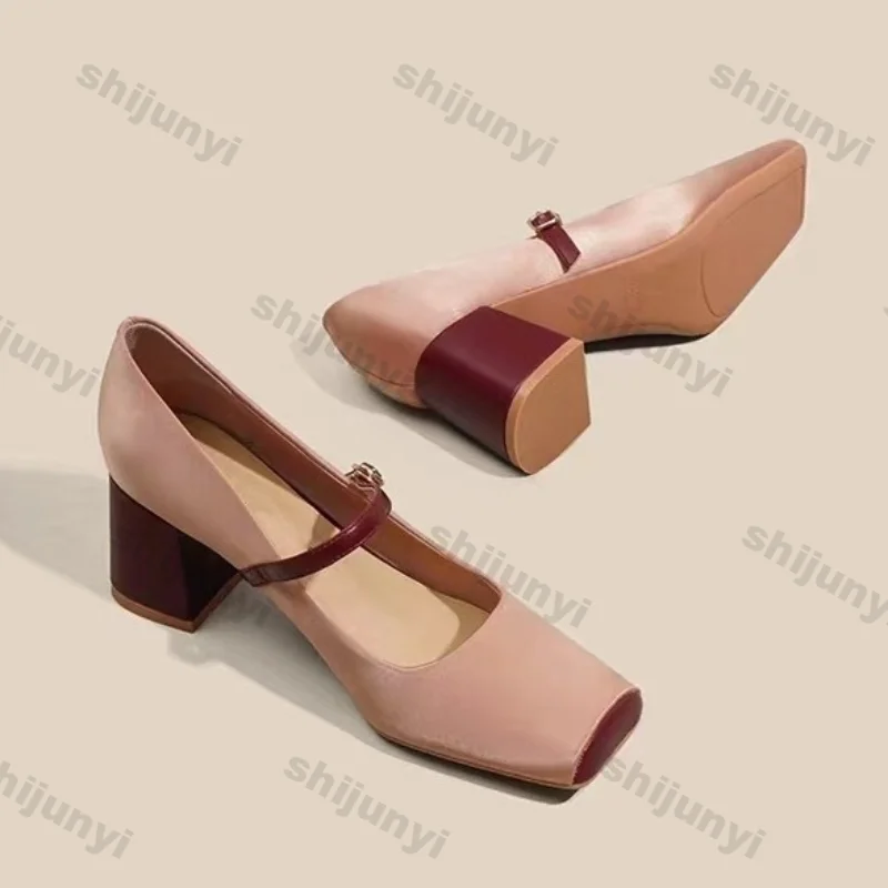 Women's High Heels Women 2025 Spring Soft Leather Pink Square Head Chunky Heel Comfortable Square Toe Mary Jane Single Shoes
Women's High Heels Women 2025 Spring Soft Leather Pink Square Head Chunky Heel Comfortable Square Toe Mary Jane Single Shoes