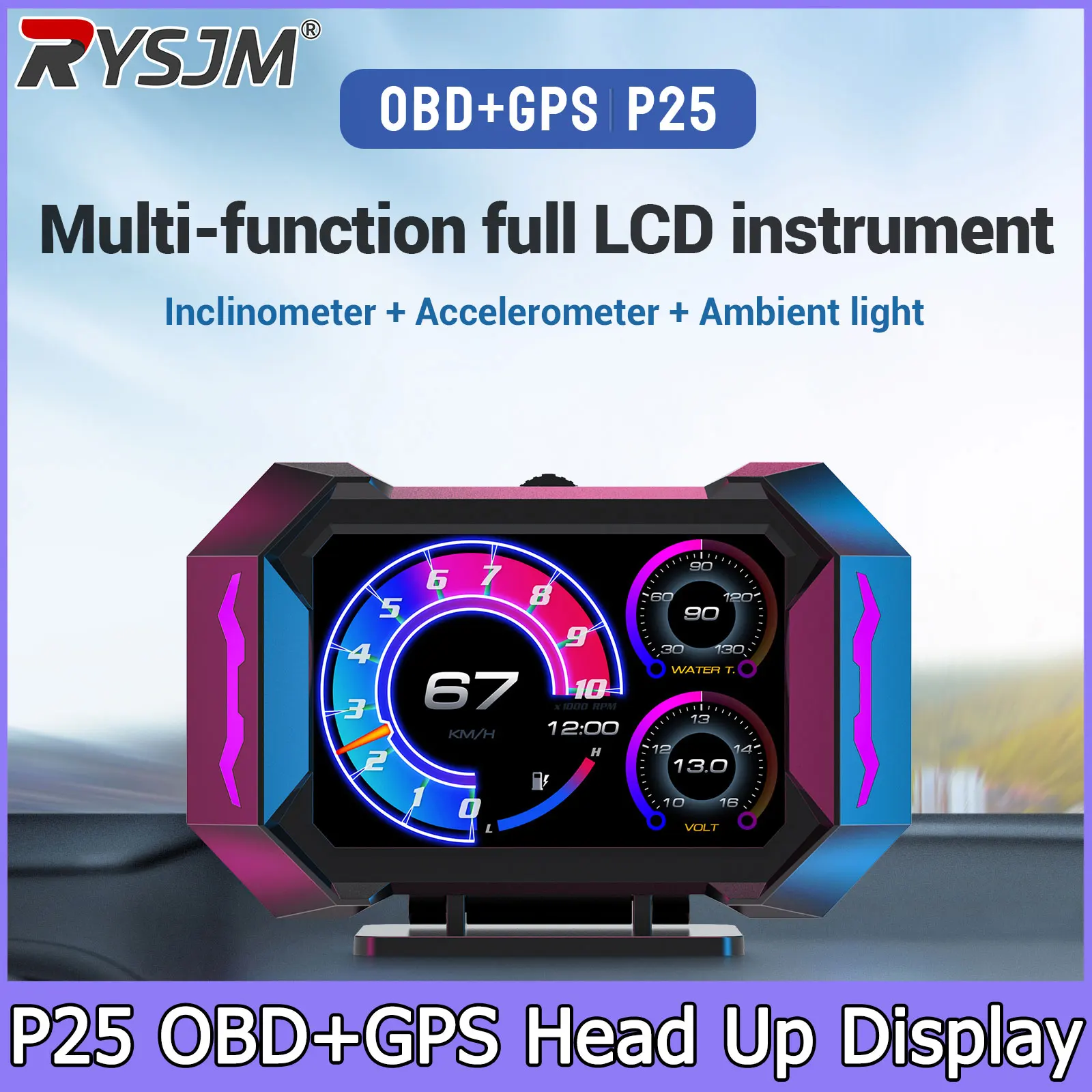 P25 Head Up Display LCD OBD Vehicle Speed Car OBD GPS HUD Water Temperature Gauge Voltmeter Fuel Consumption Multifunctional
P25 Head Up Display LCD OBD Vehicle Speed Car OBD GPS HUD Water Temperature Gauge Voltmeter Fuel Consumption Multifunctional