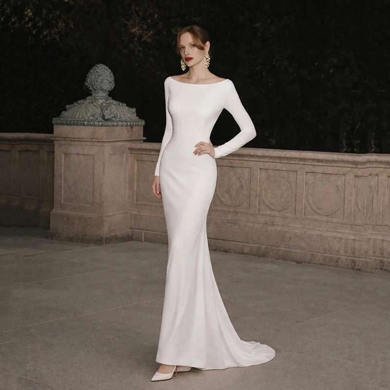 Eightree Simple Mermaid Wedding Dresses 2026 Long Sleeve Backless Wedding Gown Women Satin Bridal Evening Prom Dress Customized
Eightree Simple Mermaid Wedding Dresses 2026 Long Sleeve Backless Wedding Gown Women Satin Bridal Evening Prom Dress Customized
