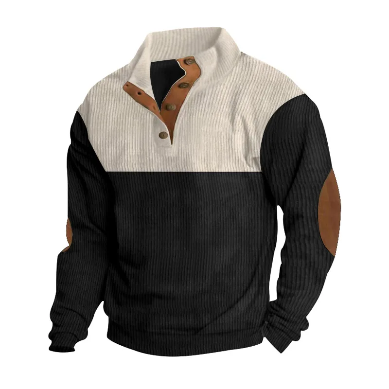 Stand-up Collar Men Sweatshirt Soft Corduroy Fabric Sweatshirt Half-button Closure Men's Colorblock Sweatshirt for Fall for Men
Stand-up Collar Men Sweatshirt Soft Corduroy Fabric Sweatshirt Half-button Closure Men's Colorblock Sweatshirt for Fall for Men