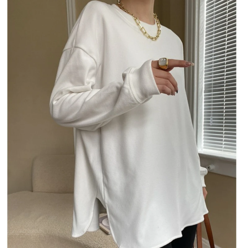 Women T Shirts Tops Solid Tees Brushed Round Neck Long Sleeves Slight Strech Loose Fit Casual Office Lady 2025 Autumn Winter
Women T Shirts Tops Solid Tees Brushed Round Neck Long Sleeves Slight Strech Loose Fit Casual Office Lady 2025 Autumn Winter