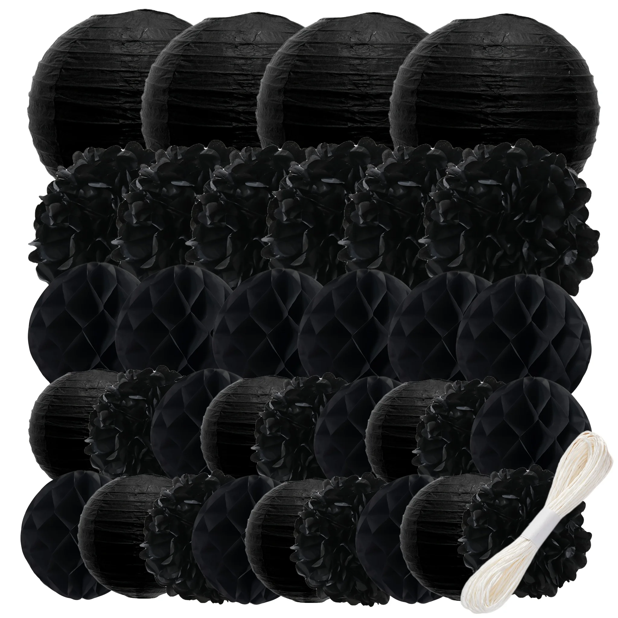 34pcs Black Paper Decoration Set Paper Lanterns, Pompoms, Honeycomb for Wedding, Harvest, Halloween, School Day, Bridal Shower,
34pcs Black Paper Decoration Set Paper Lanterns, Pompoms, Honeycomb for Wedding, Harvest, Halloween, School Day, Bridal Shower,