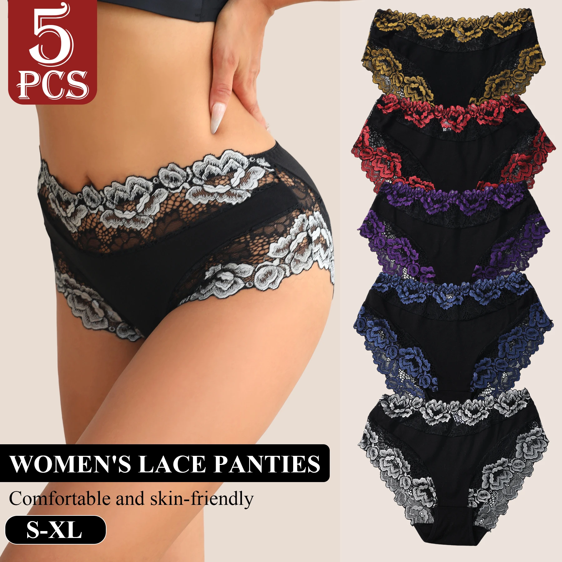 5 шт. женские трусы со средней посадкой, дышащее винтажное нижнее белье с цветочным принтом и контрастной кружевной отделкой, хлопковые удобные трусики, нижнее белье
5 шт. женские трусы со средней посадкой, дышащее винтажное нижнее белье с цветочным принтом и контрастной кружевной отделкой, хлопковые удобные трусики, нижнее белье