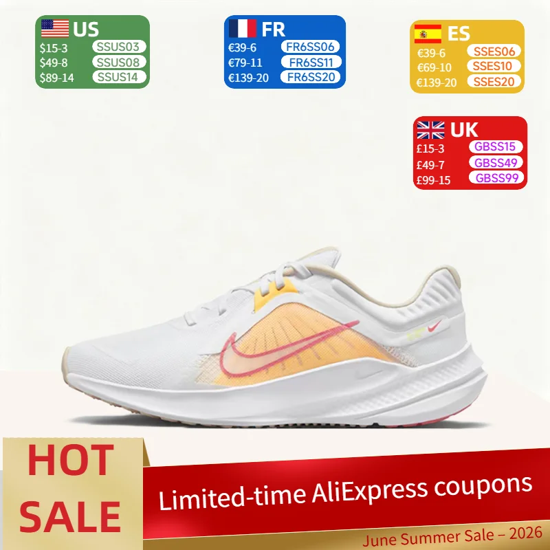Nike Quest 5 Low-Top Running Shoes for Women - White Cushioned, Durable, Breathable Mesh Upper DD9291-102
Nike Quest 5 Low-Top Running Shoes for Women - White Cushioned, Durable, Breathable Mesh Upper DD9291-102