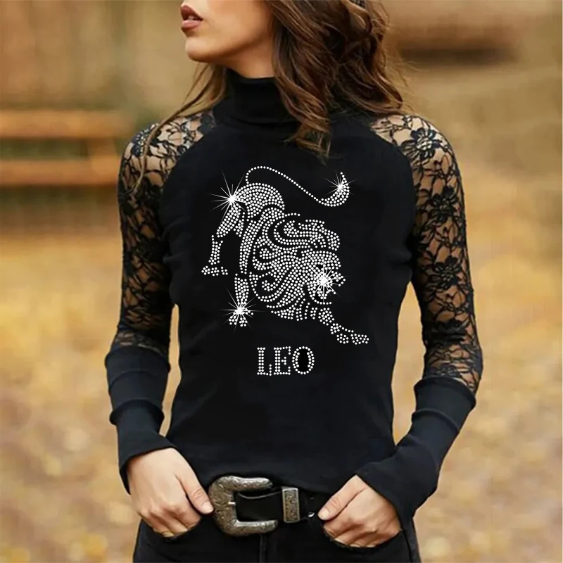Ladies T-Shirt Splic Lace Sexy Women t shirt Y2k Club Tee Long Sleeve party Clothes Fashion Constellation Rhinestone Design Tops
Ladies T-Shirt Splic Lace Sexy Women t shirt Y2k Club Tee Long Sleeve party Clothes Fashion Constellation Rhinestone Design Tops