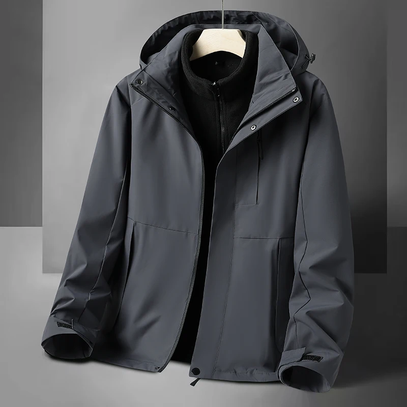 Men's Tee-in-One Fce Lined Thiened Autumn Winter Jaet Windproof Outdoor Coat with Hood Dstring Hem Zipper Closure
Men's Tee-in-One Fce Lined Thiened Autumn Winter Jaet Windproof Outdoor Coat with Hood Dstring Hem Zipper Closure