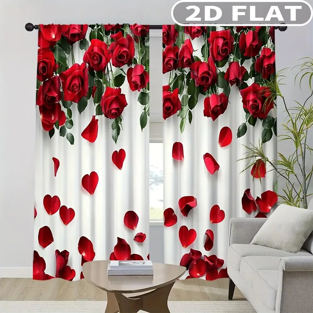 2D FLAT 2pcs Curtains Red Roses Petals Hearts Leaves Perfect for Balcony, Bedroom, Living Room, Suitable for 4 Seasons
2D FLAT 2pcs Curtains Red Roses Petals Hearts Leaves Perfect for Balcony, Bedroom, Living Room, Suitable for 4 Seasons