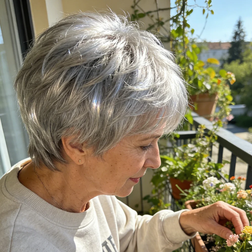 Sophies Gray Pixie Cut Wig for Older Women Full Machine Made Curly Non-Lace Human Hair 180% Density Brazilian Grey Color
Sophies Gray Pixie Cut Wig for Older Women Full Machine Made Curly Non-Lace Human Hair 180% Density Brazilian Grey Color
