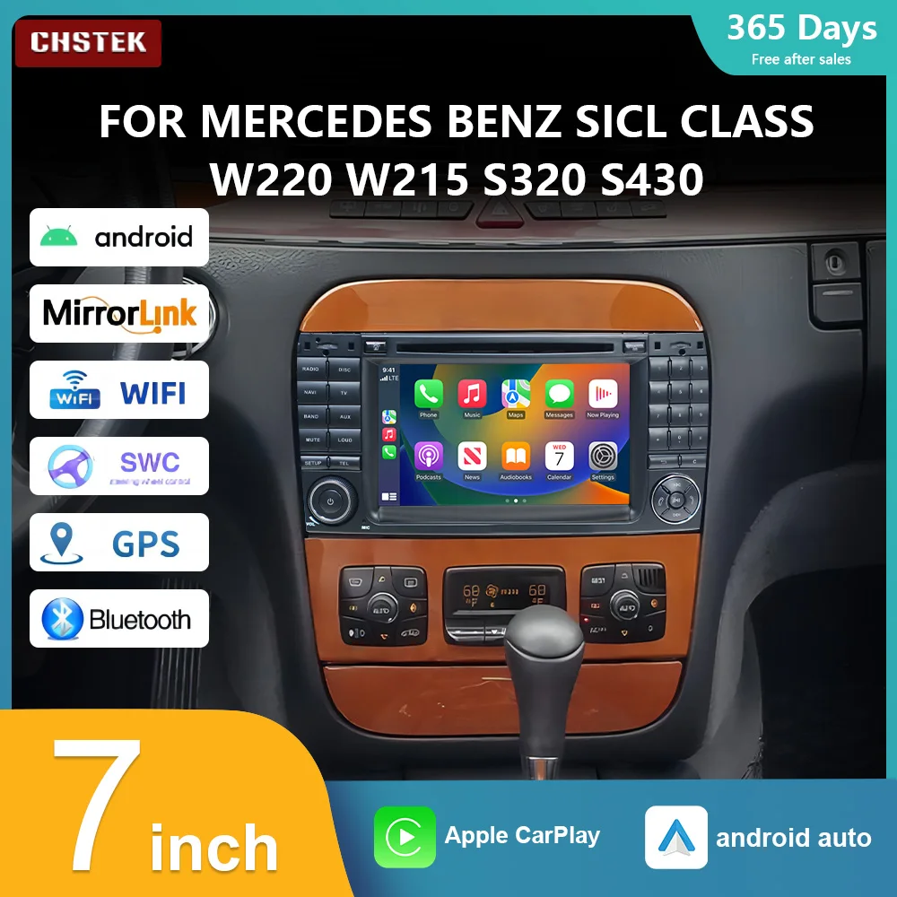 CHSTEK Car Radio Navigation For Mercedes Benz S Class W220 S280 S430 S500 S55 1998-2005 AMG Car play Android 12 GPS 4G WiFi BT
CHSTEK Car Radio Navigation For Mercedes Benz S Class W220 S280 S430 S500 S55 1998-2005 AMG Car play Android 12 GPS 4G WiFi BT