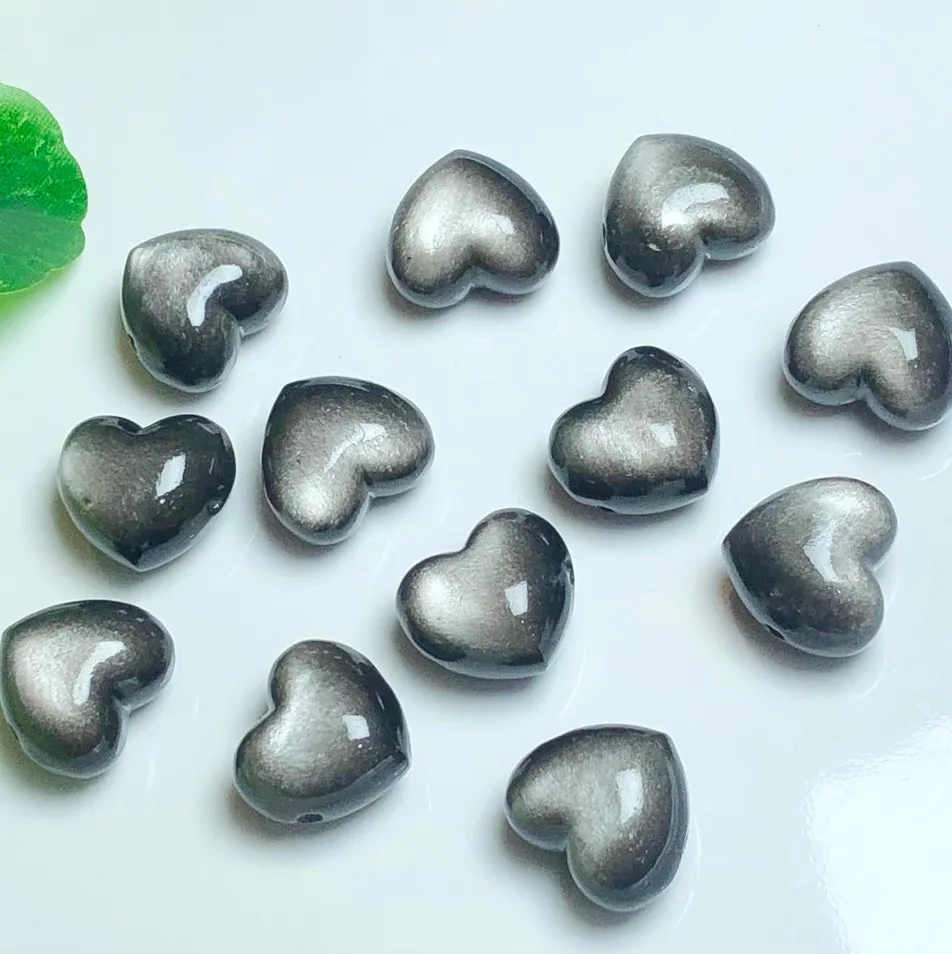 Silver Love String Decoration Natural Strong light Obsidian Accessories Exquisite Heart Shape Everything Handmade Diy Bracelet
Silver Love String Decoration Natural Strong light Obsidian Accessories Exquisite Heart Shape Everything Handmade Diy Bracelet