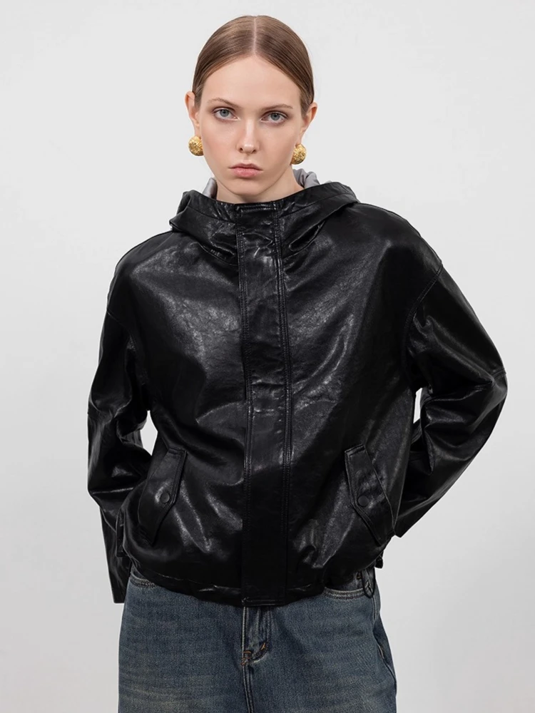 Casual Hooded Genuine Leather Jackets for Women Spring Autumn 2026 High-end Simple Soft Black Short Oil Wax Real Sheepskin Coat
Casual Hooded Genuine Leather Jackets for Women Spring Autumn 2026 High-end Simple Soft Black Short Oil Wax Real Sheepskin Coat