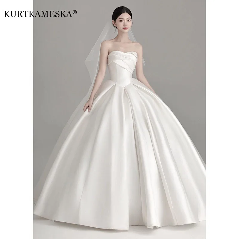 White Sweet Strapless Wedding Dresses for Women Bride Elegant Long Evening Party Host Women Summer Formal Dress 2025 Vestidos
White Sweet Strapless Wedding Dresses for Women Bride Elegant Long Evening Party Host Women Summer Formal Dress 2025 Vestidos