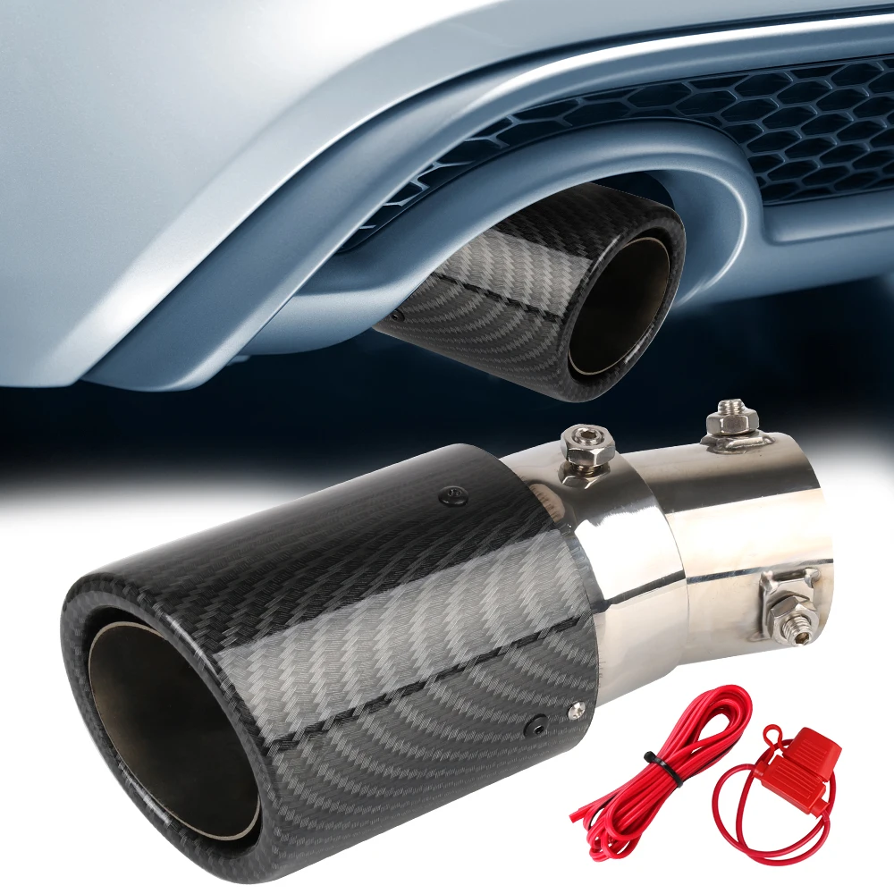 With Red/Blue LED Flaming Luminous Car Exhaust Muffler Pipe Carbon Fiber Tail pipes Universal Car Modified 63-65mm Inlet
With Red/Blue LED Flaming Luminous Car Exhaust Muffler Pipe Carbon Fiber Tail pipes Universal Car Modified 63-65mm Inlet