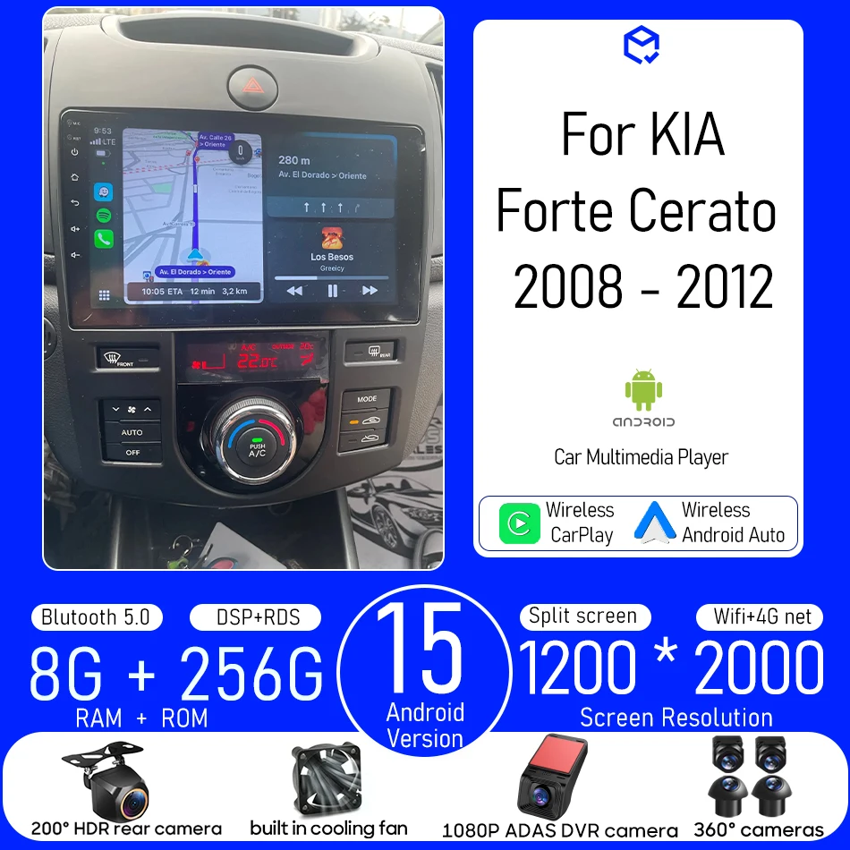Android For KIA Forte Cerato 2008 - 2012 Car Multimedia Player Wireless Carplay Auto Head Unit Radio Video Stereo Navigation GPS
Android For KIA Forte Cerato 2008 - 2012 Car Multimedia Player Wireless Carplay Auto Head Unit Radio Video Stereo Navigation GPS