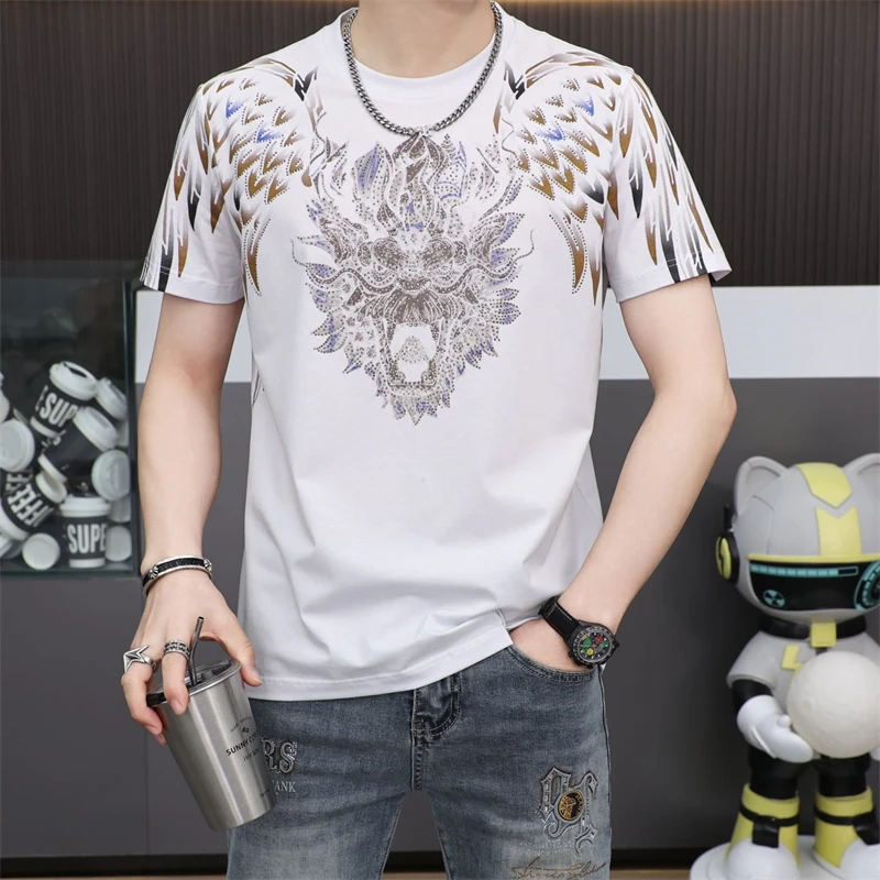 Luxury 3D Rhinestones T-shirts Men Short Sleeve Slim Fit Funny T Shirts Summer O-neck Casual Business Streetwear T Shirt 2024
Luxury 3D Rhinestones T-shirts Men Short Sleeve Slim Fit Funny T Shirts Summer O-neck Casual Business Streetwear T Shirt 2024