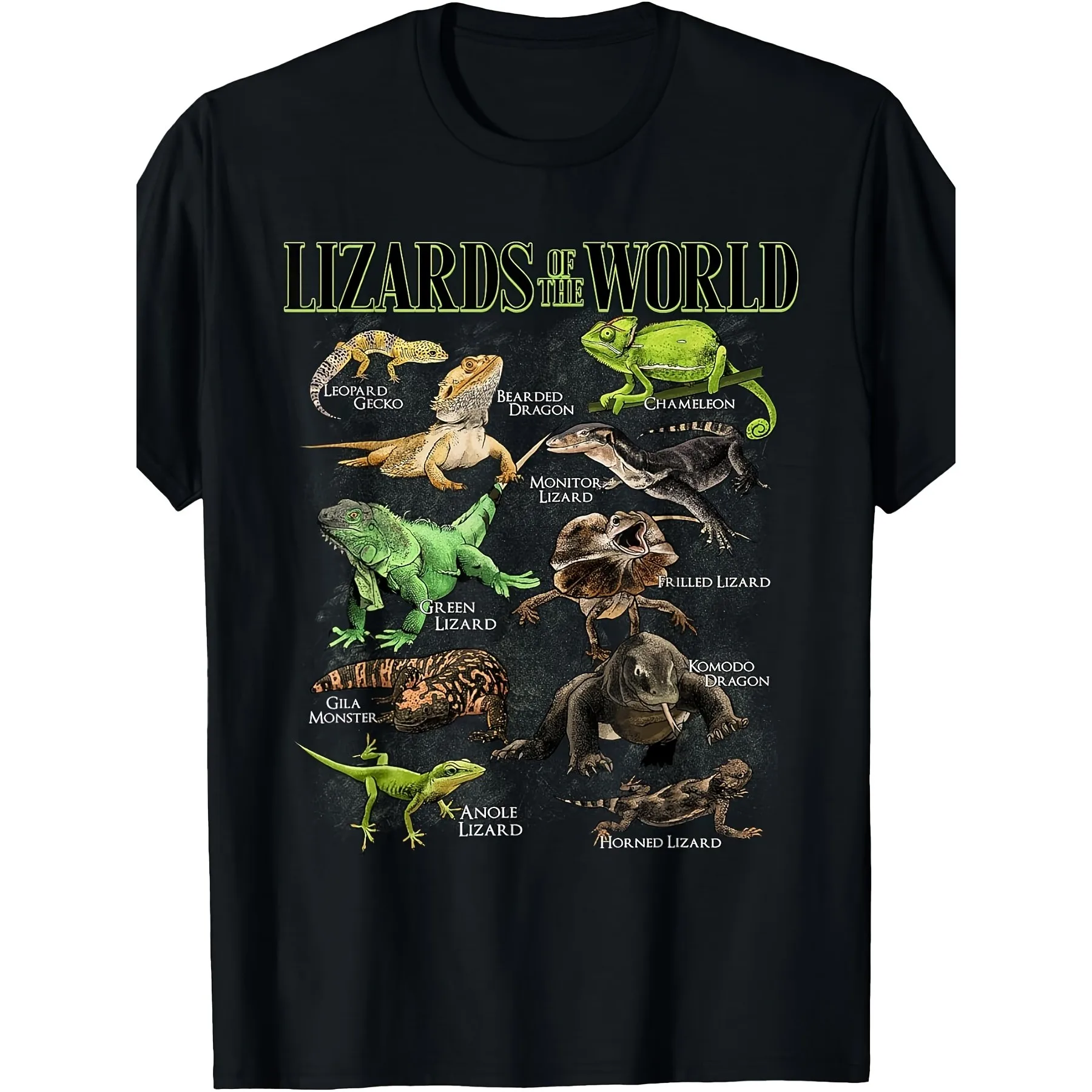 Lizards of the World Reptile Chart Graphic Tee Cotton Short Sleeve Casual Round Neck T-Shirt for Men Women
Lizards of the World Reptile Chart Graphic Tee Cotton Short Sleeve Casual Round Neck T-Shirt for Men Women