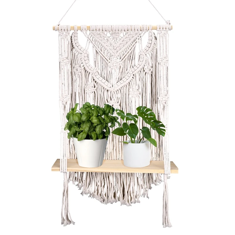 Macrame Wall Hanging Shelf, Single Tier Wood Floating Hanging Shelf Organizer Hanger, Boho Home Wall Decor
Macrame Wall Hanging Shelf, Single Tier Wood Floating Hanging Shelf Organizer Hanger, Boho Home Wall Decor