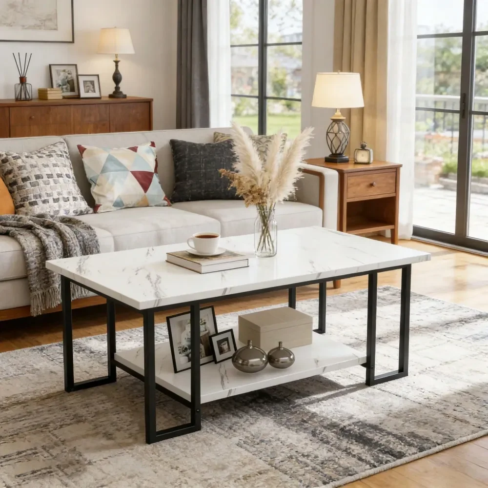 Table With Storage Shelf, Modern 2Tier Faux Marble Living Room Table, Small Rectangle Cocktail Tea Table, Space Saving Living R
Table With Storage Shelf, Modern 2Tier Faux Marble Living Room Table, Small Rectangle Cocktail Tea Table, Space Saving Living R