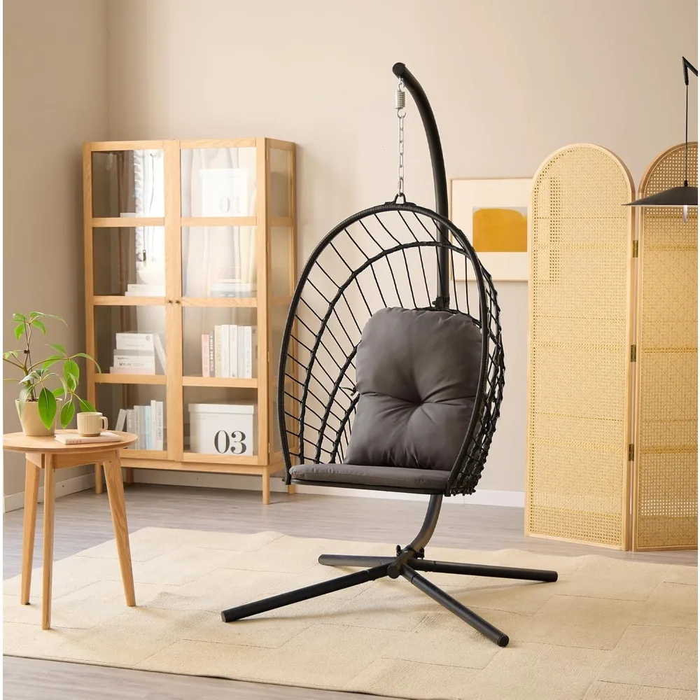 Indoor/Outdoor Egg Hanging Chair with Stand - Patio Wicker Swing Hammock Chair. 350lbs Capacity, Cushioned. Ideal for Bedroom, B
Indoor/Outdoor Egg Hanging Chair with Stand - Patio Wicker Swing Hammock Chair. 350lbs Capacity, Cushioned. Ideal for Bedroom, B