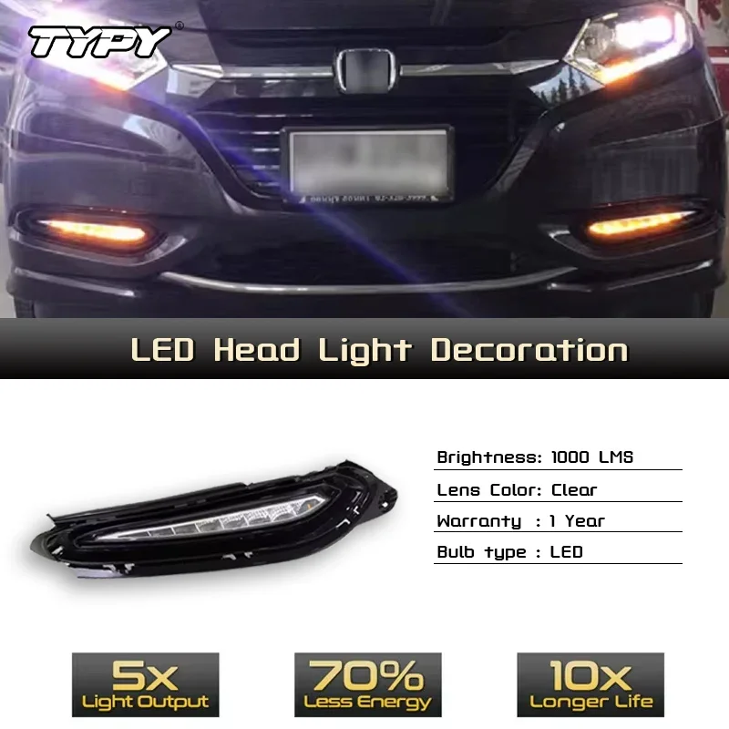 TYPY For Honda HRV HR-V LED Car Daytime Running Light DRL Fog Lamp With Daylight Turn Signal Yellow Turn Signal 2014-2017
TYPY For Honda HRV HR-V LED Car Daytime Running Light DRL Fog Lamp With Daylight Turn Signal Yellow Turn Signal 2014-2017